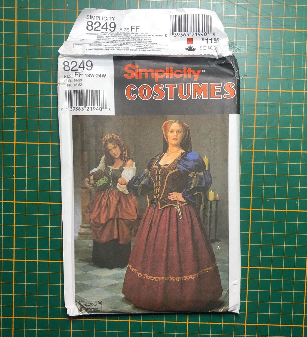 Simplicity Costumes 8249 Sizes 18W-24W Women's LARP Medieval Gown Uncut Pattern